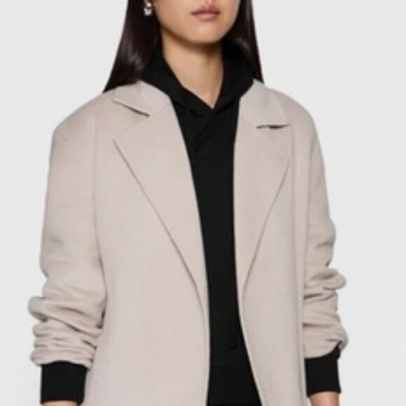 Rebecca Minkoff Women's Wool Blend Belted Wrap Jacket Coat Size L Beige (NEW) - Picture 5 of 15